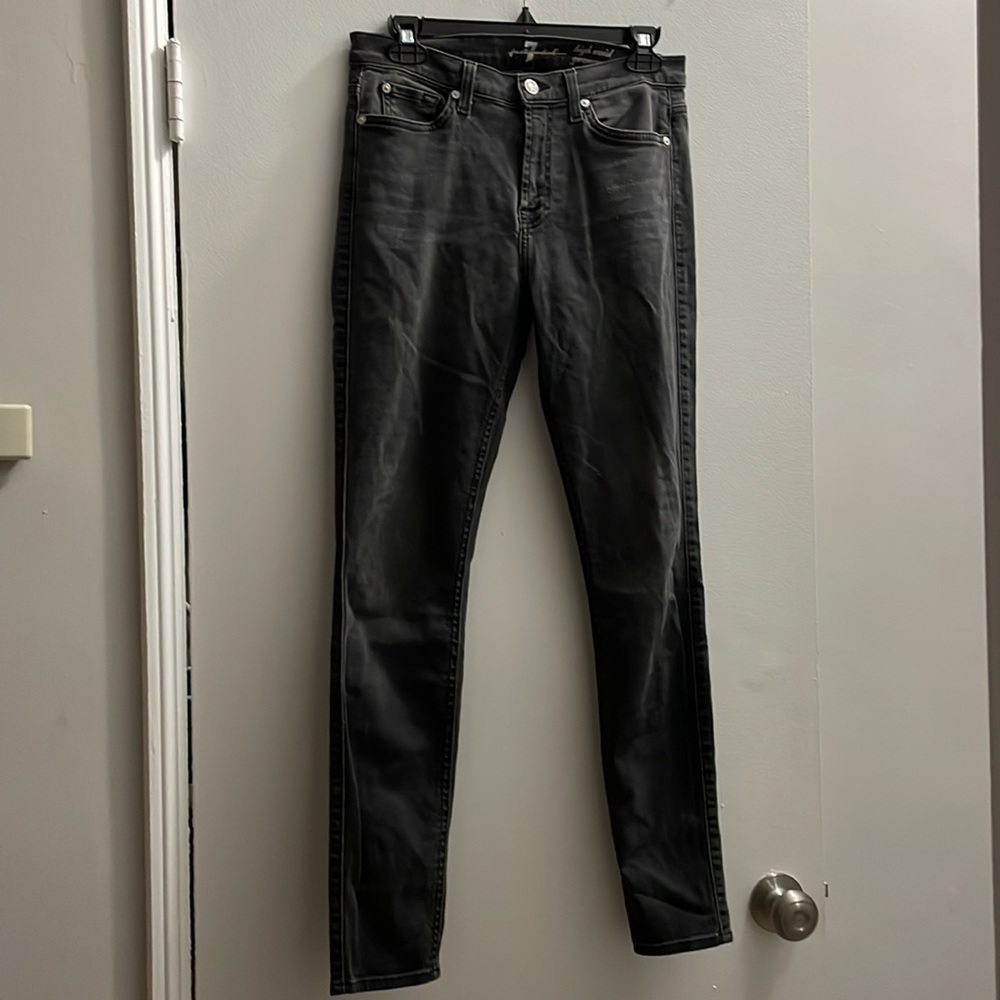 7 for All Mankind high waist gray distressed jeans